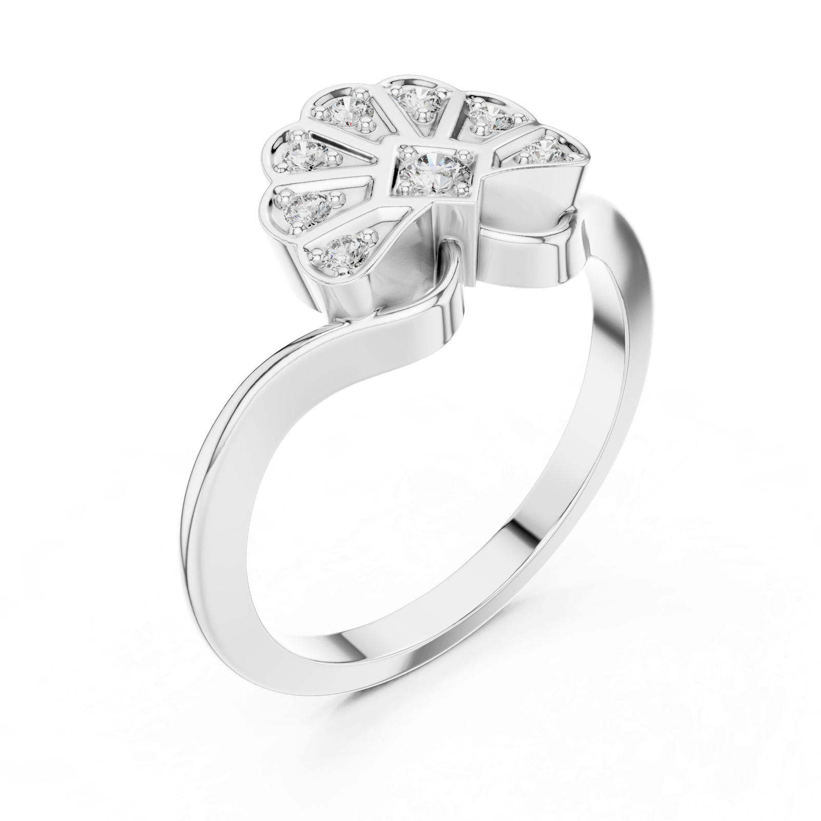 Gold Ring 00001L (50), White Gold, view 2