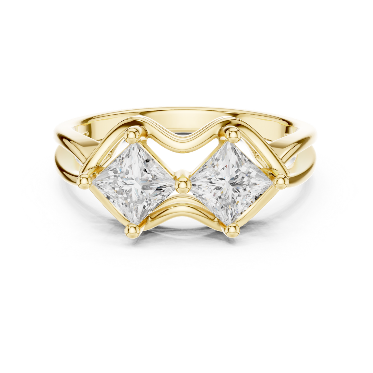 14K Solid Gold Lab Diamond Cluster Ring, Yellow Gold