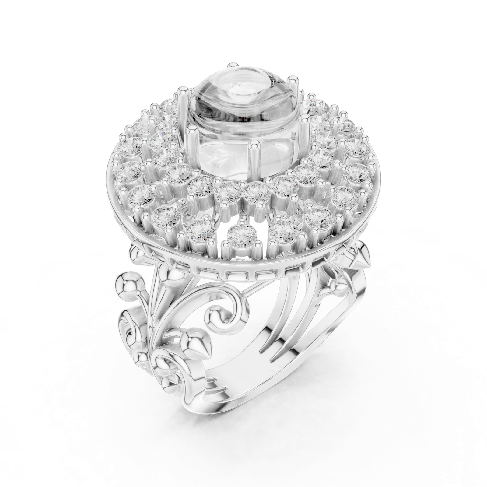 Gold Ring DDLR-748, White Gold, view 2