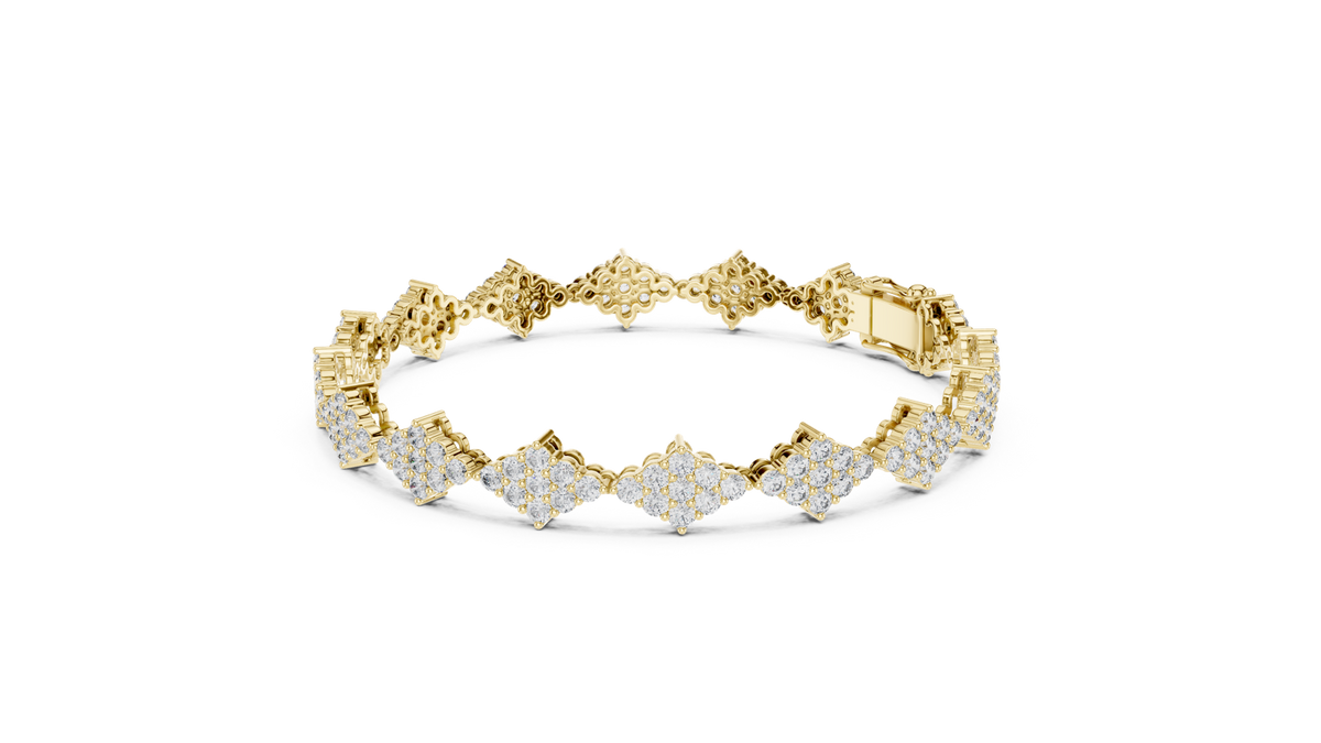 14K Solid Gold Lab Diamond Bracelet, Yellow Gold, view 1