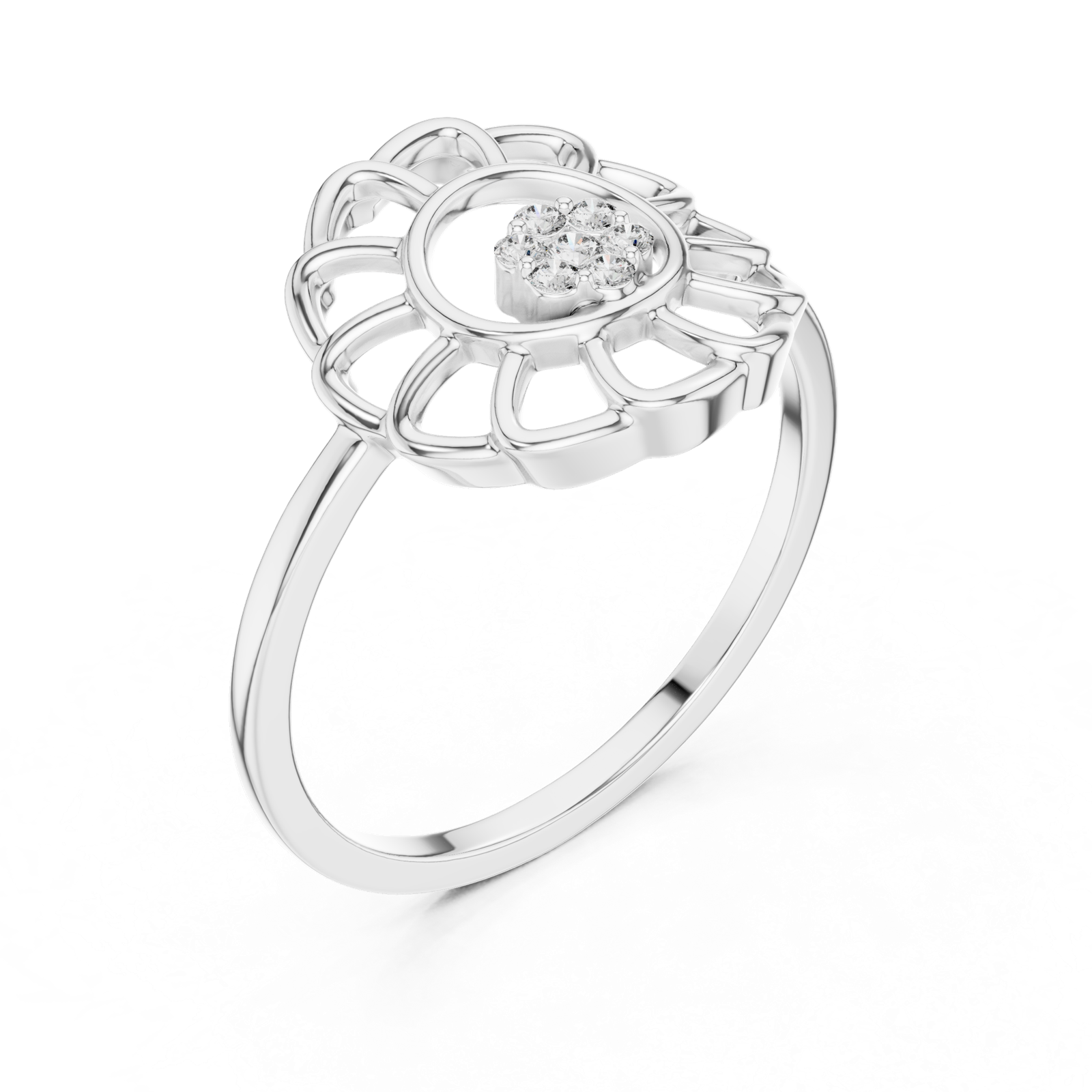 Gold Ring DR-6203, White Gold, view 2