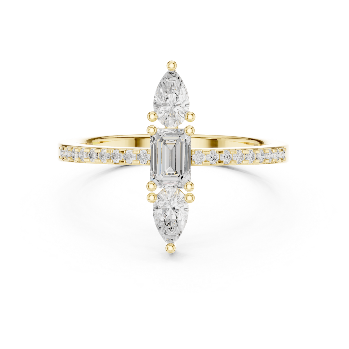 14K Solid Gold Lab Diamond Solitaire Ring, Yellow Gold
