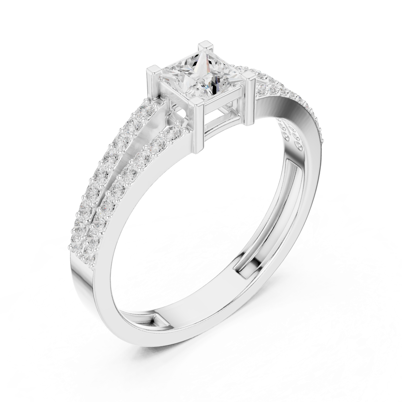 Gold Ring JER-64, White Gold, view 2