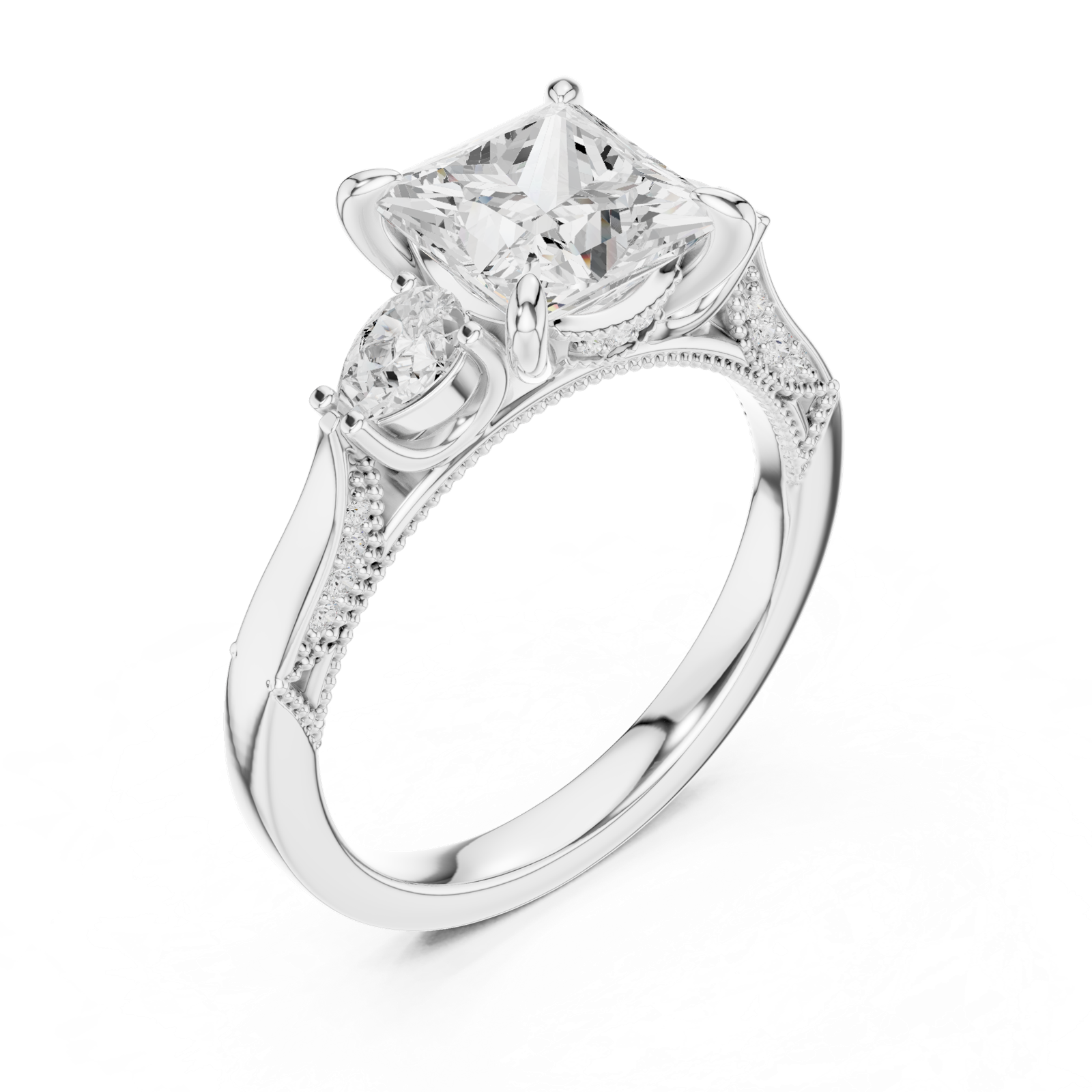 Gold Ring DDLR-1044, White Gold, view 2