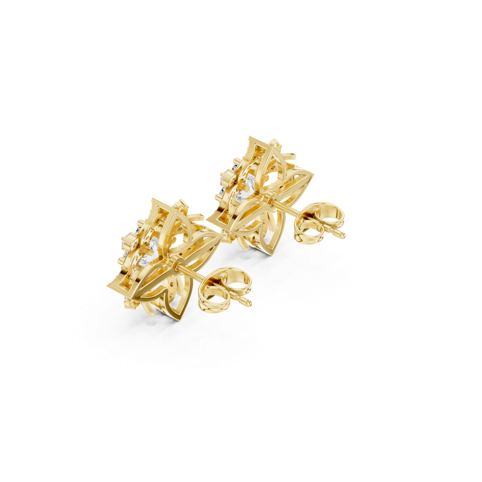 Gold Earrings ALJER-492, Yellow Gold, view 2