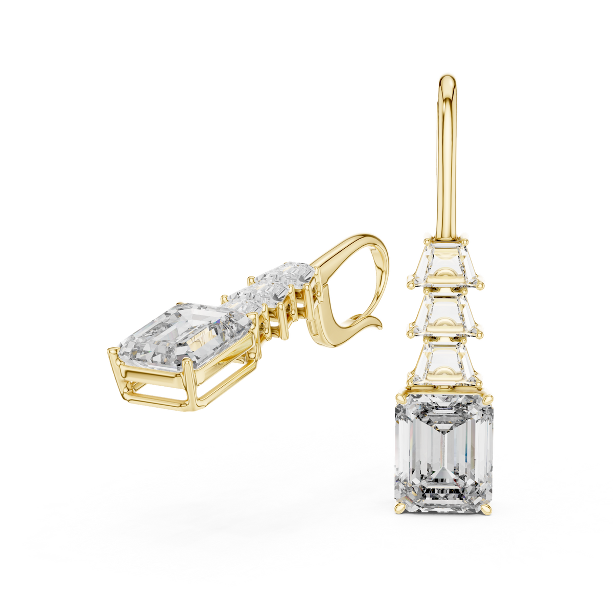14K Solid Gold Lab Diamond Drop Earrings, Yellow Gold, view 1