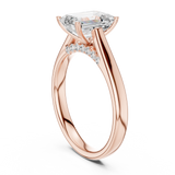 Gold Jewelry, Emerald center stone, Rose Gold, view 1