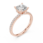 Gold Ring, Cushion center stone, Rose Gold, view 2