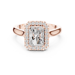 Gold Ring DDLR-338, Radiant center stone, Rose Gold, view 4