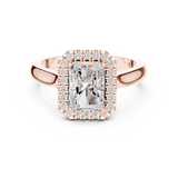 Gold Ring DDLR-338, Radiant center stone, Rose Gold, view 4