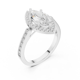 Gold Ring DDLR-349, Marquise center stone, White Gold, view 2