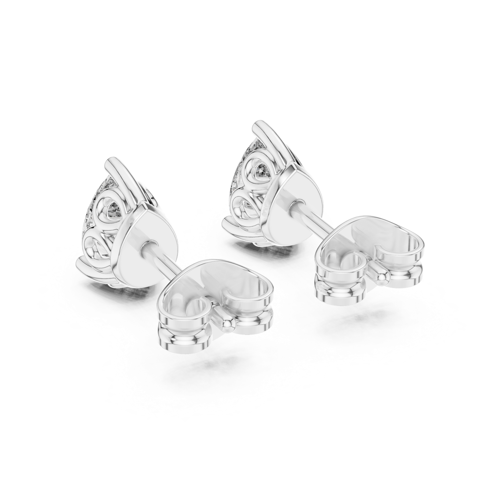 14K Solid Gold Lab Diamond Stud Earrings, White Gold, view 3