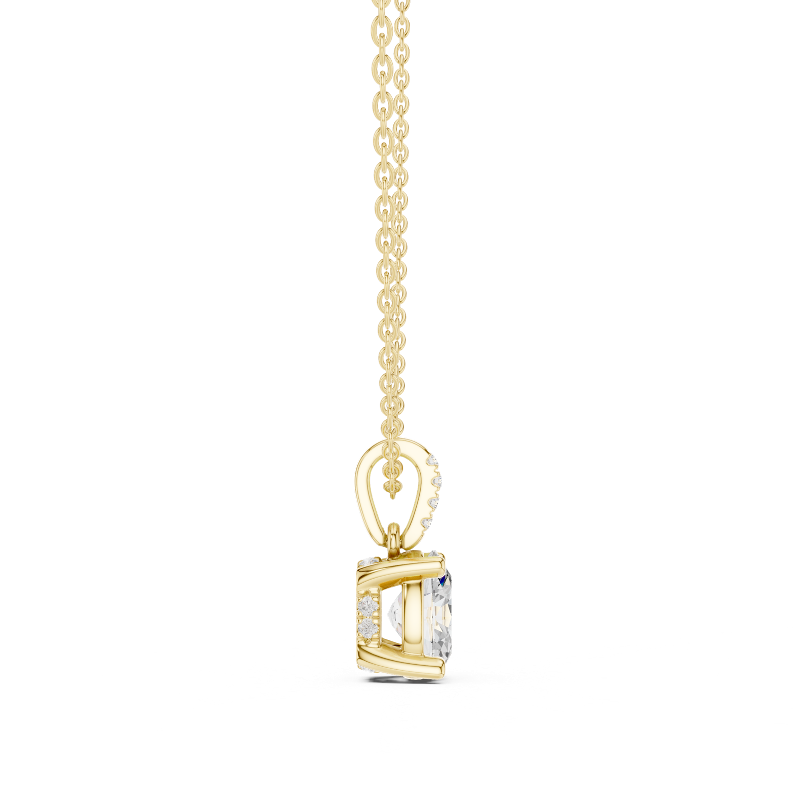 Gold Jewelry DDPO-009, Oval center stone, Yellow Gold, view 3