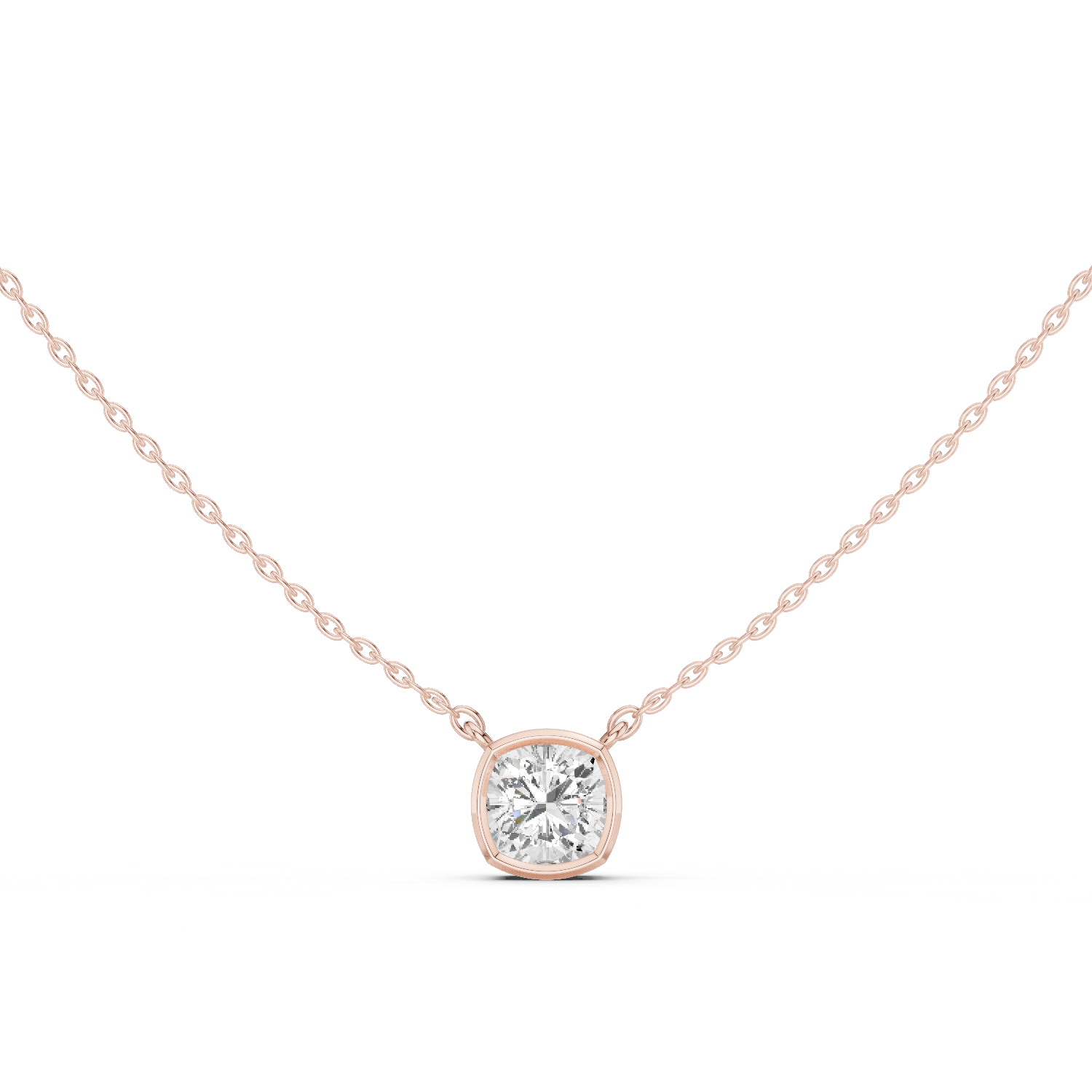 Gold Jewelry, Cushion center stone, Rose Gold