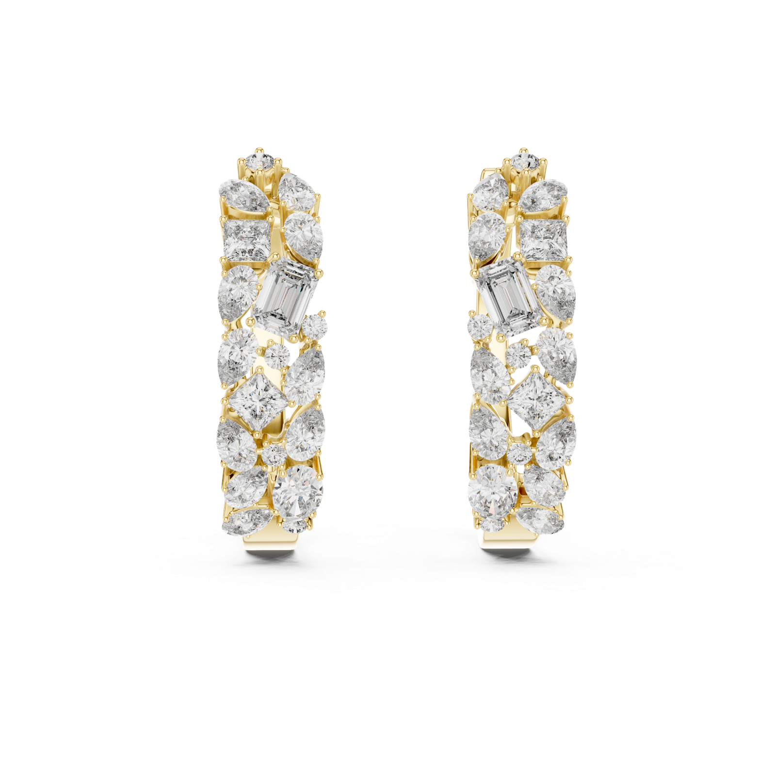 14K Solid Gold Lab Diamond Huggie Earrings, Yellow Gold