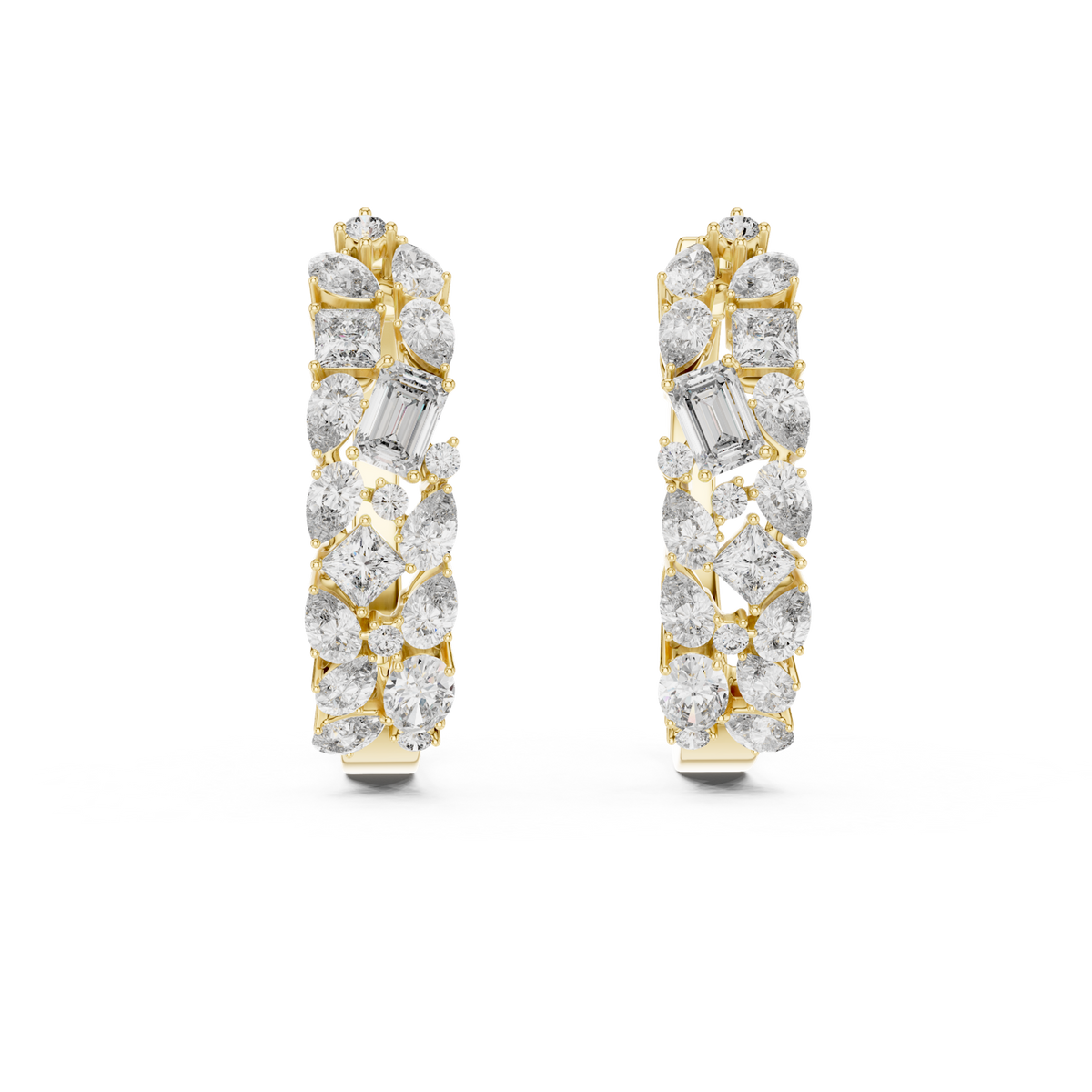 14K Solid Gold Lab Diamond Huggie Earrings, Yellow Gold