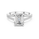 Gold Ring DDLR-252, Emerald center stone, White Gold, view 4