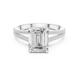 Gold Ring DDLR-252, Emerald center stone, White Gold, view 4