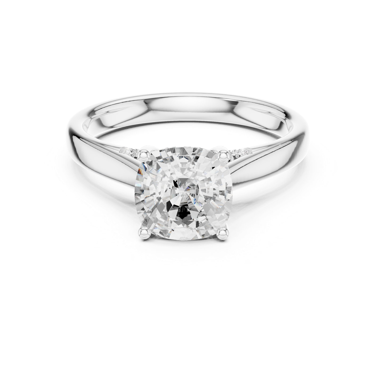 Gold Jewelry, Cushion center stone, White Gold, view 4