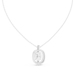 14K Solid Gold Lab Diamond Halo Pendant Necklace, White Gold, view 4