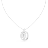 14K Solid Gold Lab Diamond Halo Pendant Necklace, White Gold, view 4