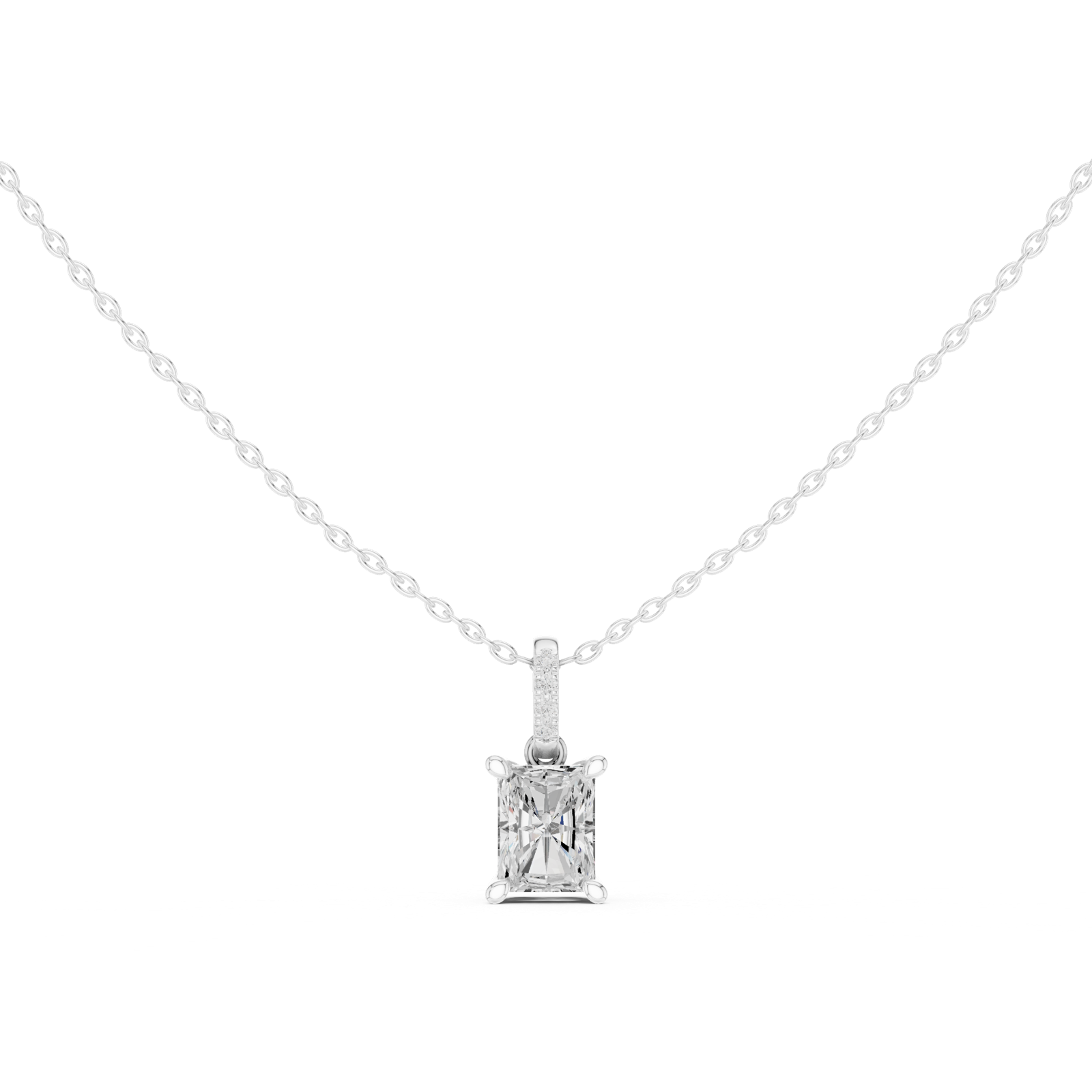 Gold Jewelry DDPO-009, Radiant center stone, White Gold, view 4