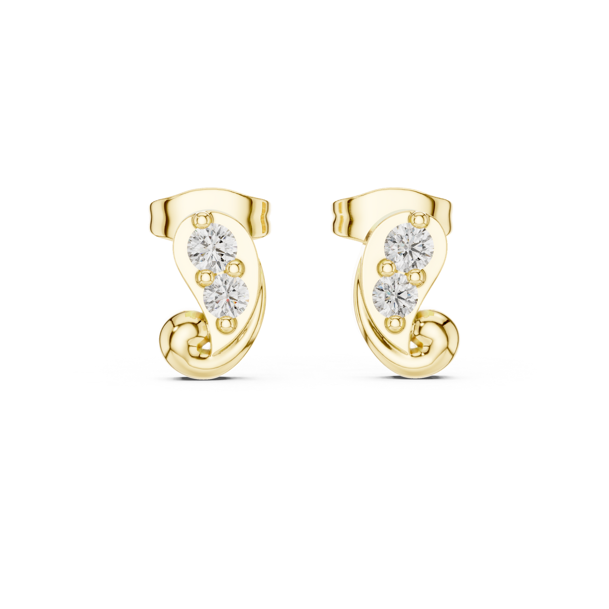 14K Solid Gold Lab Diamond Cluster Earrings, Yellow Gold