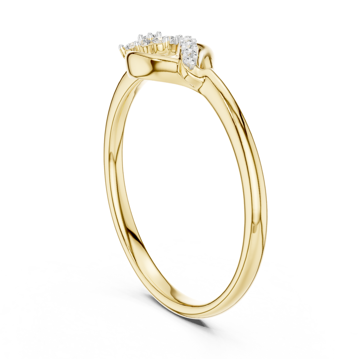 14K Solid Gold Lab Diamond Twist Ring, Yellow Gold, view 1