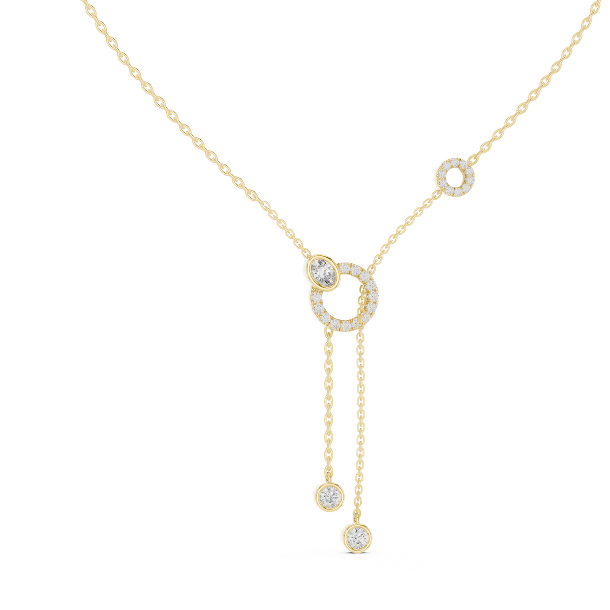 14K Solid Gold Lab Diamond Pendant Necklace, Yellow Gold, view 1