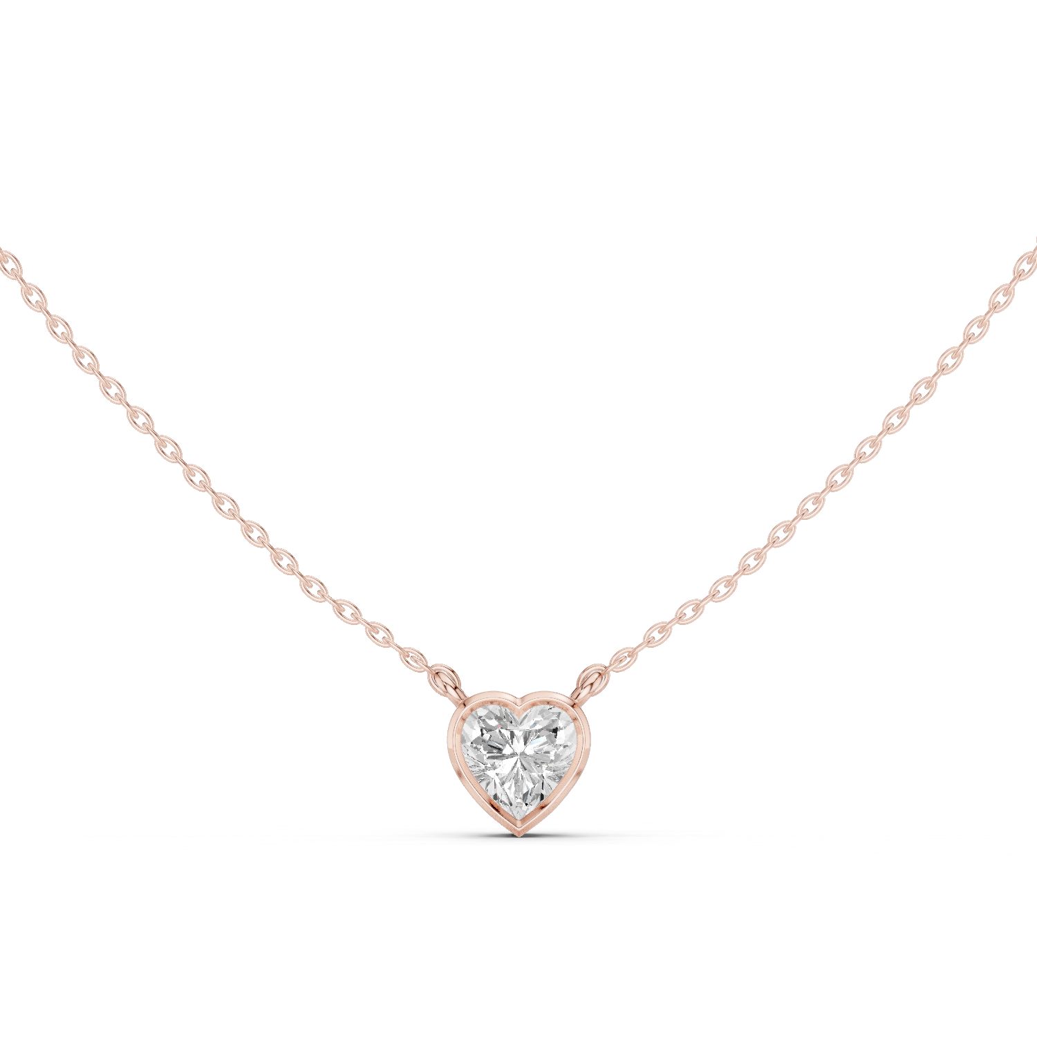 Gold Jewelry, Heart center stone, Rose Gold
