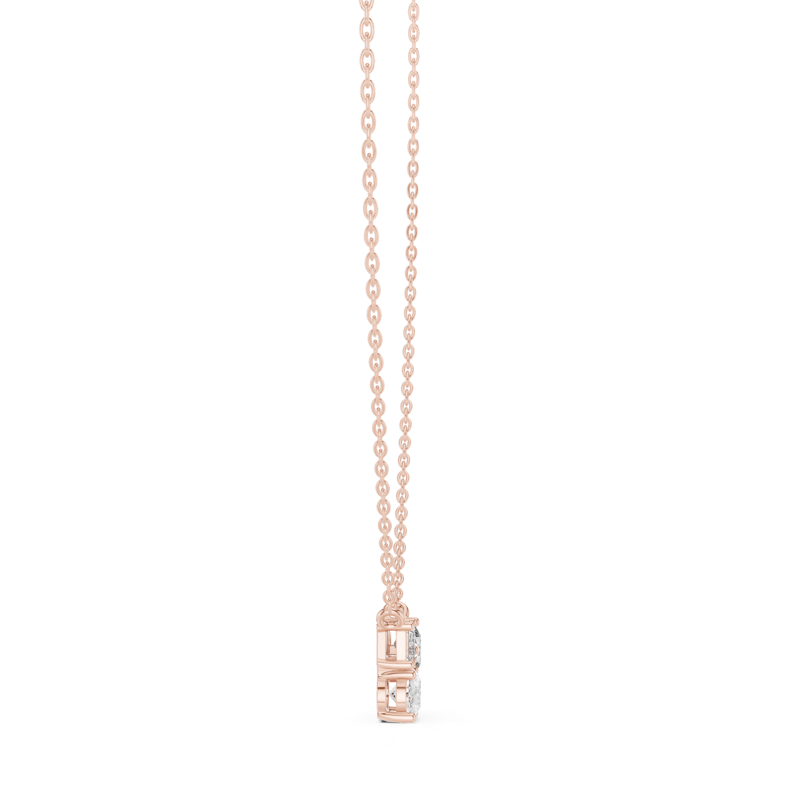 14K Solid Gold Lab Diamond Pendant Necklace, Rose Gold, view 3
