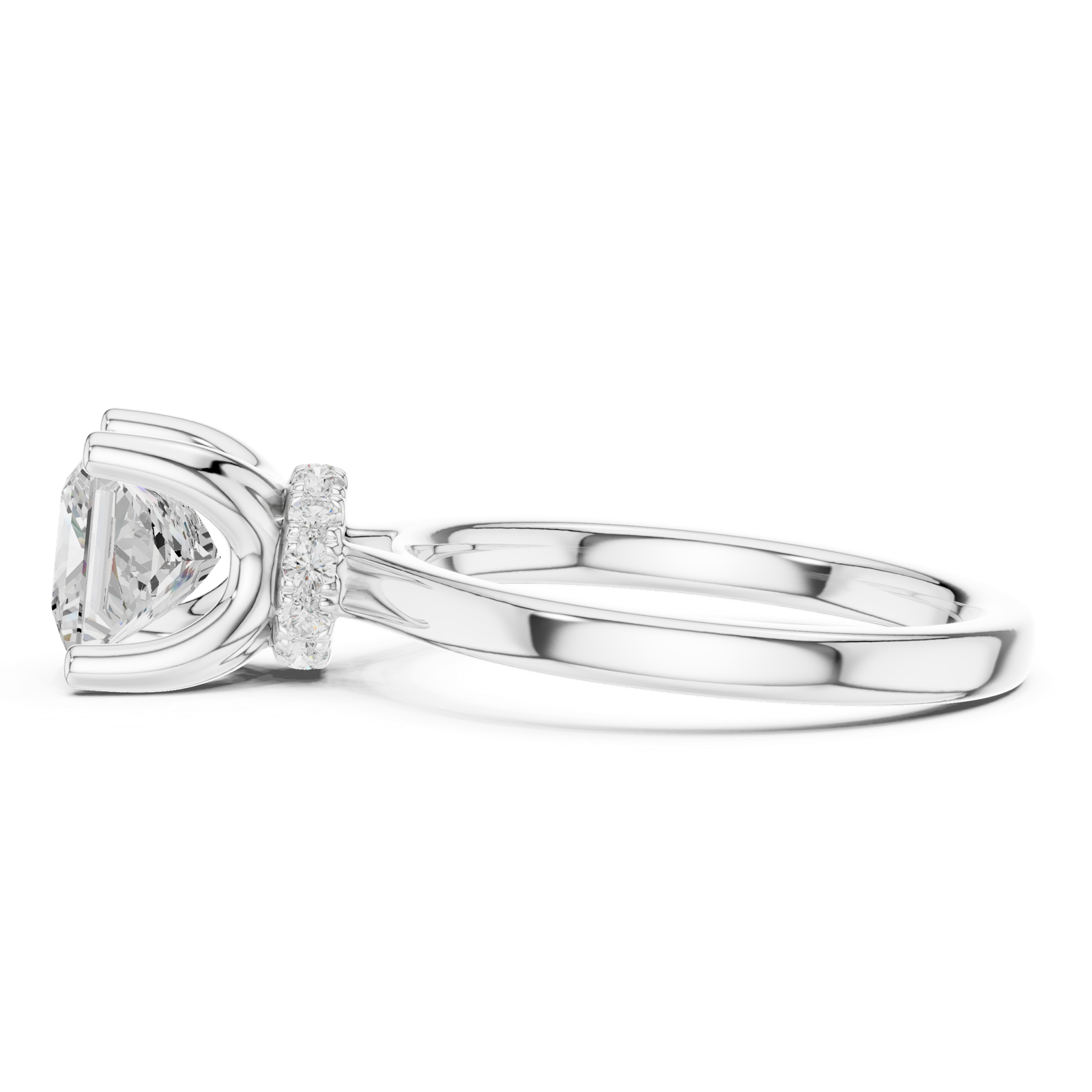 Gold Ring DDLR-176, Princess center stone, White Gold, view 3