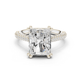 Gold Ring DDLR-260, Radiant center stone, White Gold