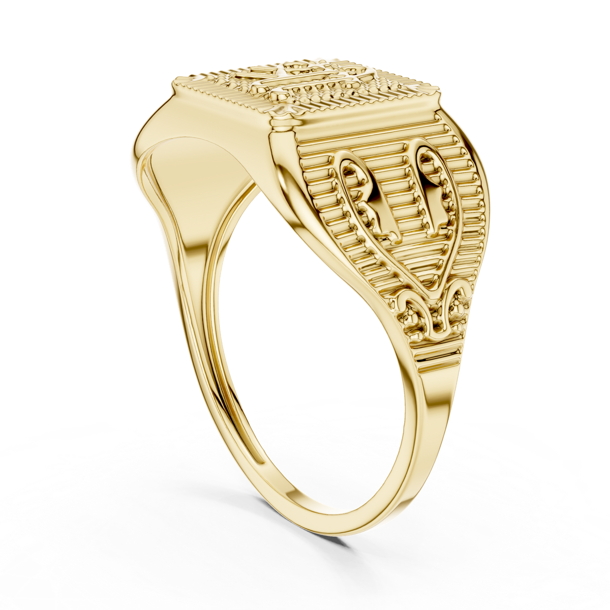 14K Solid Gold Signet Ring, Yellow Gold, view 1