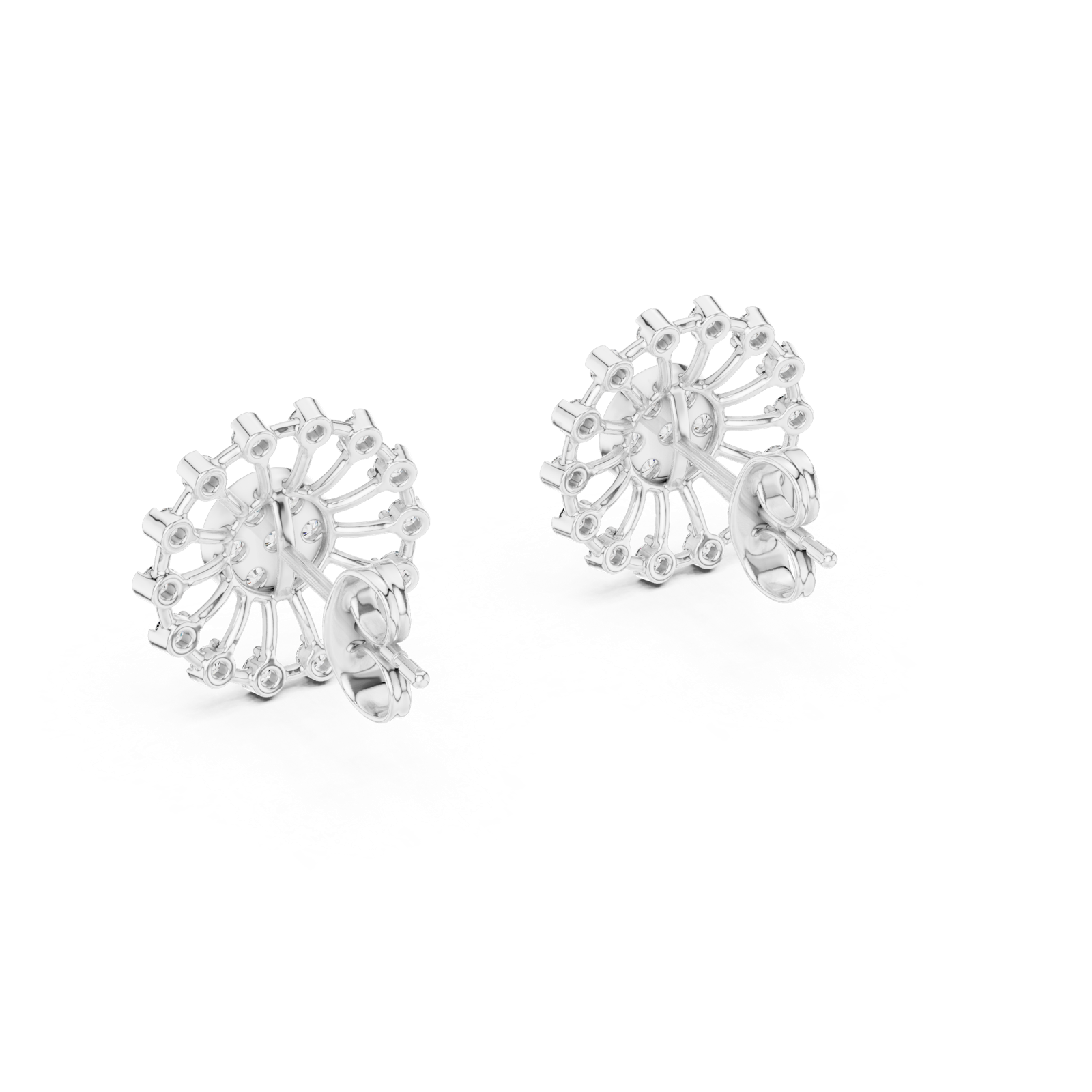 Gold Earrings 12-10024@E, White Gold, view 3