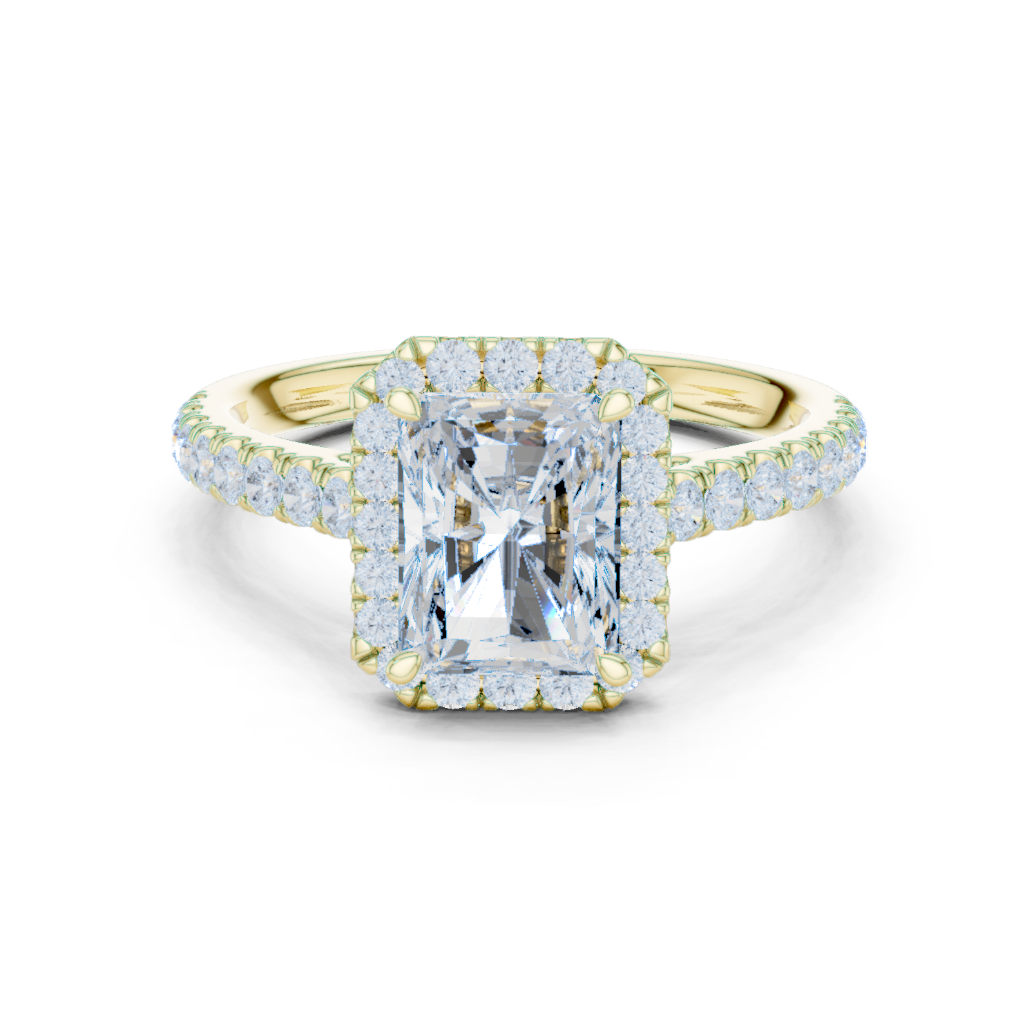 Gold Ring DDLR-118, Radiant center stone, Yellow Gold