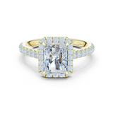 Gold Ring DDLR-118, Radiant center stone, Yellow Gold