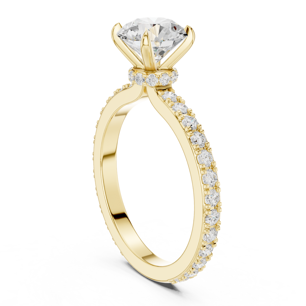14K Solid Gold Lab Diamond Solitaire Ring, Yellow Gold, view 1