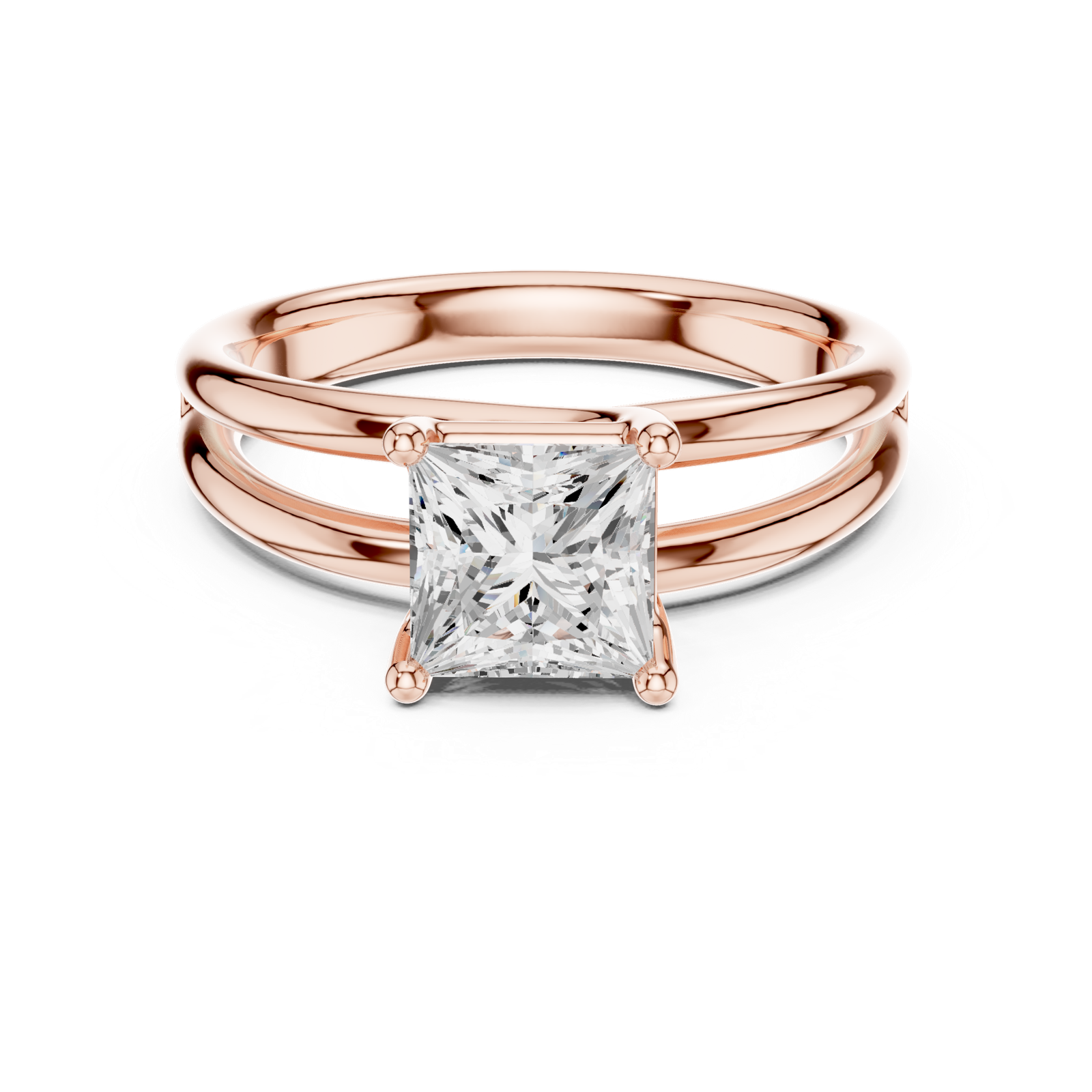 Gold Jewelry L36-9, Princess center stone, Rose Gold, view 4