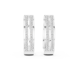 14K Solid Gold Lab Diamond Huggie Earrings, White Gold, view 4