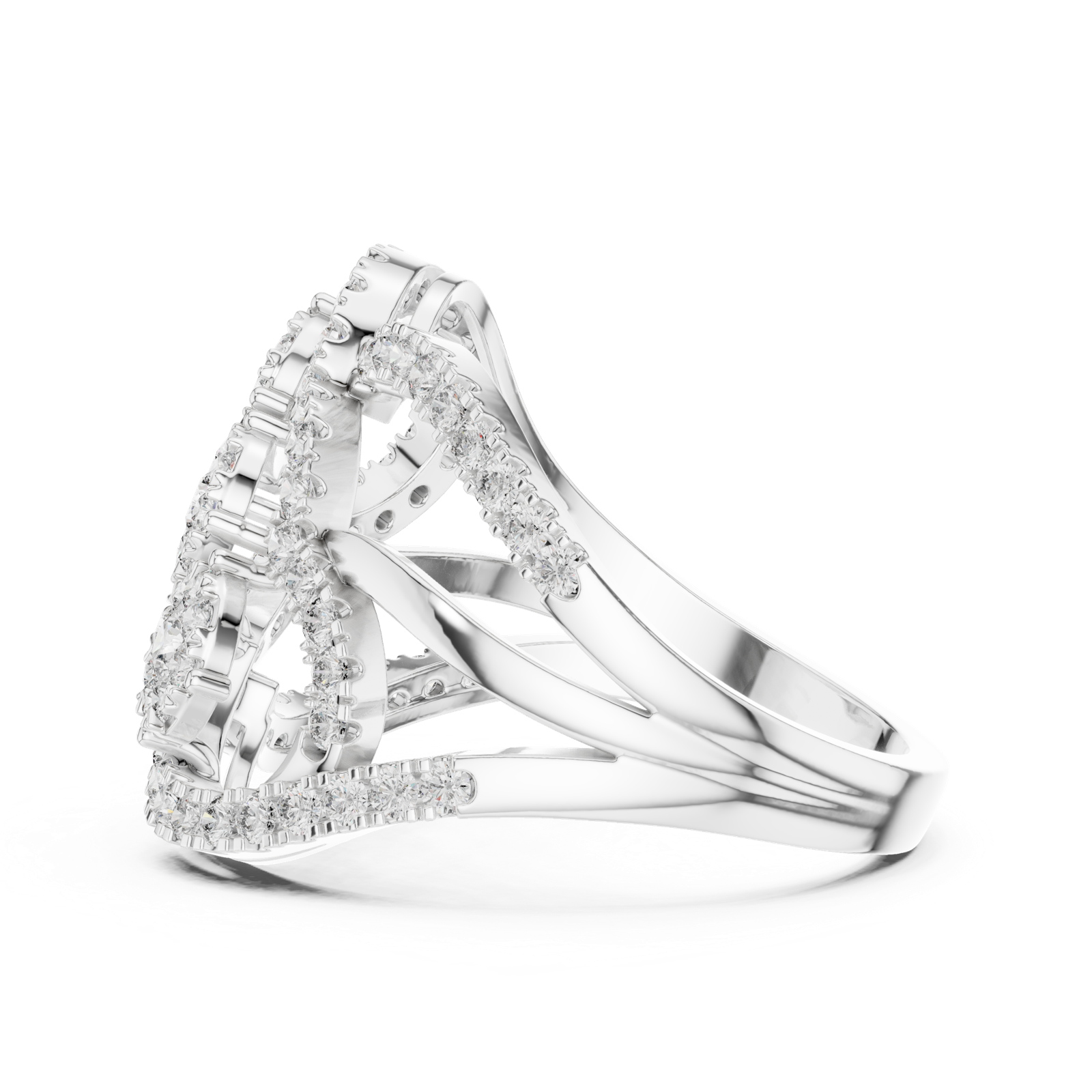 14K Solid Gold Lab Diamond Cluster Ring, White Gold, view 3