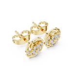 14K Solid Gold Lab Diamond Cluster Earrings, Yellow Gold, view 2