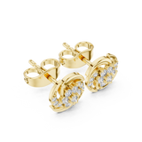 14K Solid Gold Lab Diamond Cluster Earrings, Yellow Gold, view 2