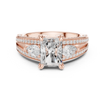 Gold Ring, Radiant center stone, Rose Gold, view 4