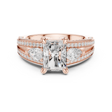 Gold Ring, Radiant center stone, Rose Gold, view 4