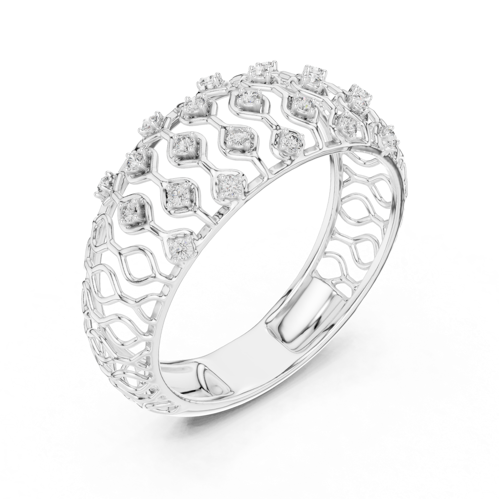 Gold Ring 12-10068@L, White Gold, view 2