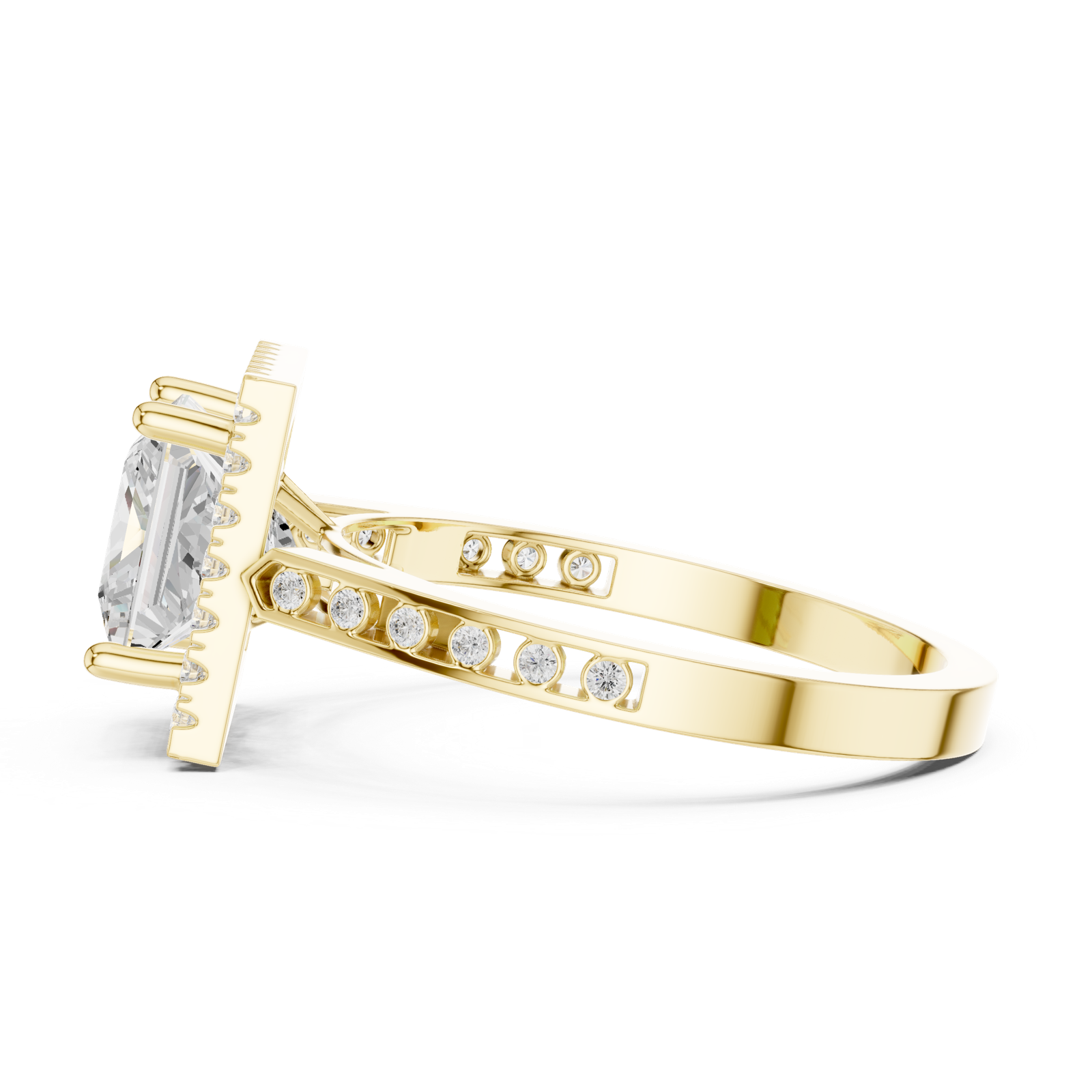 Gold Ring DDLR-349, Princess center stone, Yellow Gold, view 3