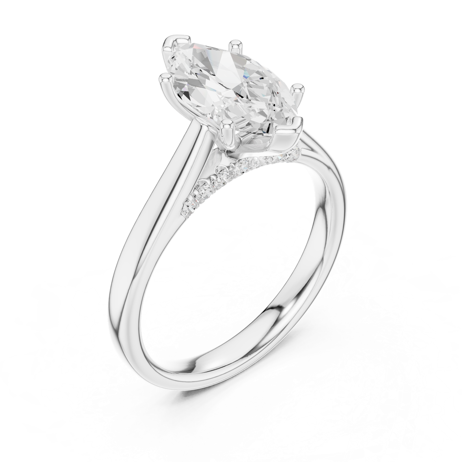 Gold Jewelry L36-18, Marquise center stone, White Gold, view 2