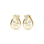 14K Solid Gold Lab Diamond Cluster Earrings, Yellow Gold