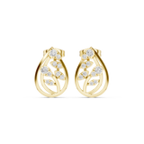 14K Solid Gold Lab Diamond Cluster Earrings, Yellow Gold